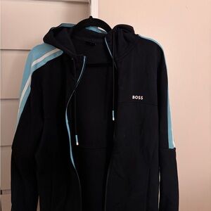 BOSS Black and Blue Zip Hoodie